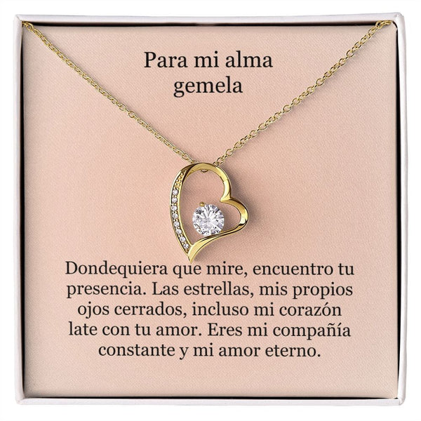 Collar Amor por siempre - For ever love- Para mi Alma Gemela Jewelry Acabado en Oro Amarillo de 18 quilates. Caja Estándard (GRATIS) 