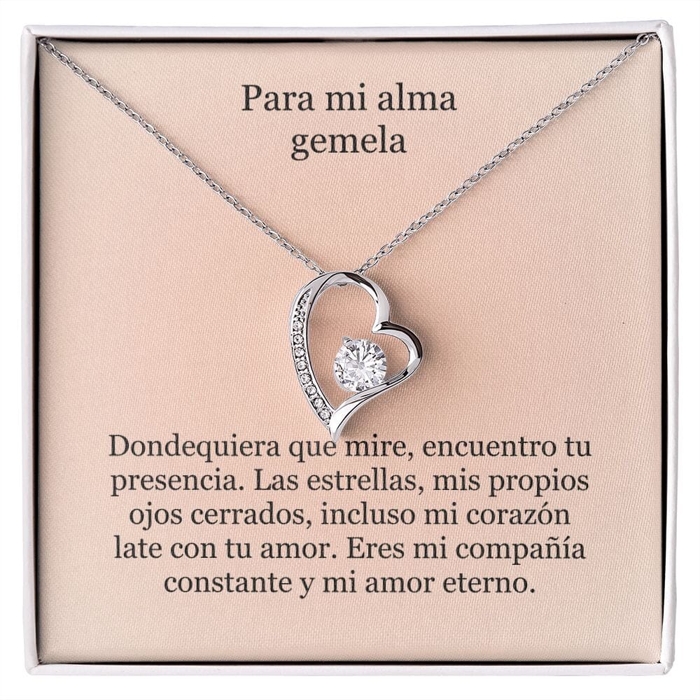 Collar Amor por siempre - For ever love- Para mi Alma Gemela Jewelry Acabado en oro blanco de 14 k Caja Estándard (GRATIS) 