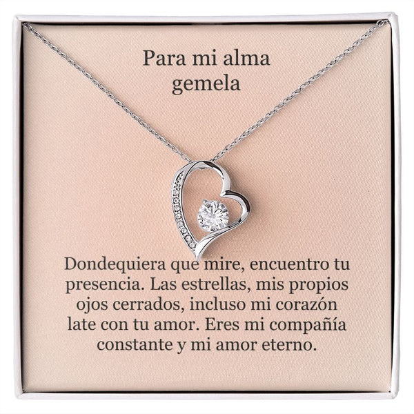 Collar Amor por siempre - For ever love- Para mi Alma Gemela Jewelry Acabado en oro blanco de 14 k Caja Estándard (GRATIS) 