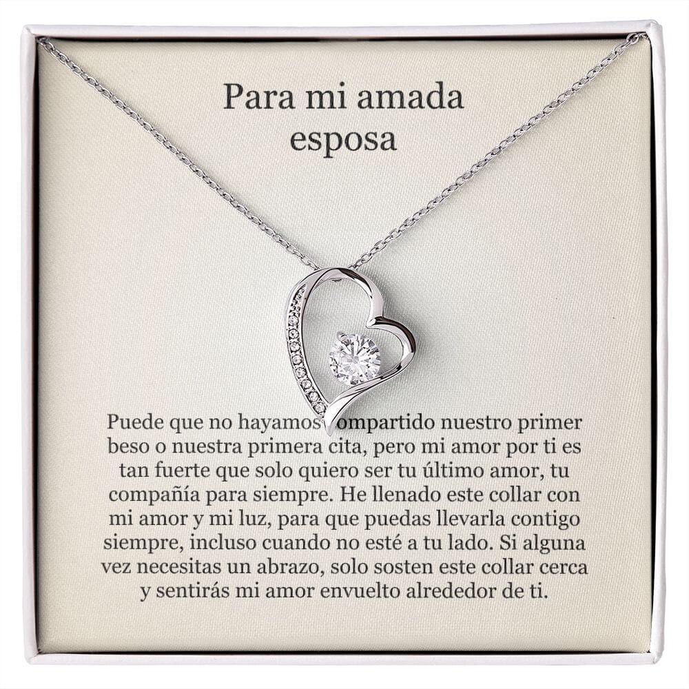 Collar Amor por siempre - For ever love- Para mi amada esposa Jewelry Acabado en oro blanco de 14 k Caja Estándard (GRATIS) 