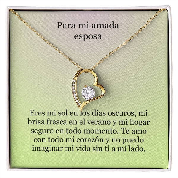 Collar Amor por siempre - For ever love- Para mi Amada Esposa Jewelry Acabado en Oro Amarillo de 18 quilates. Caja Estándard (GRATIS) 