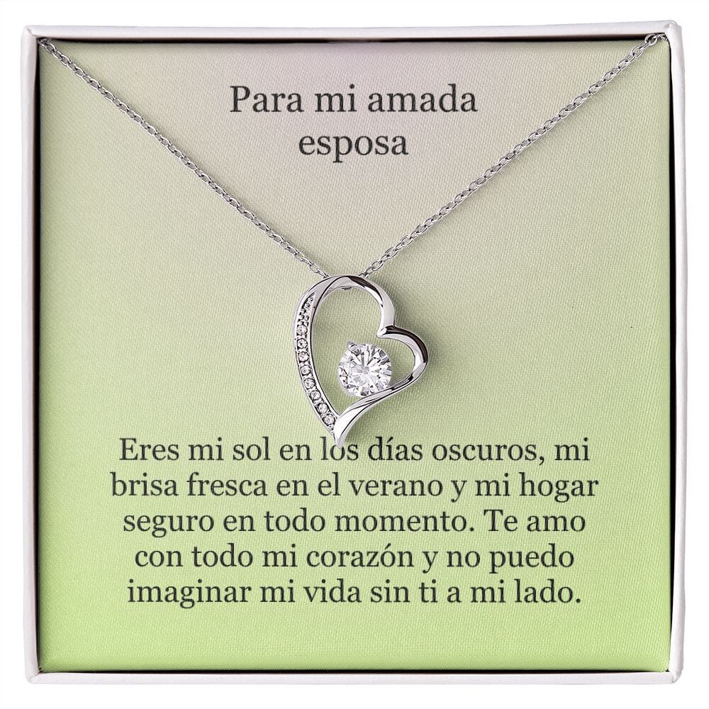 Collar Amor por siempre - For ever love- Para mi Amada Esposa Jewelry Acabado en oro blanco de 14 k Caja Estándard (GRATIS) 