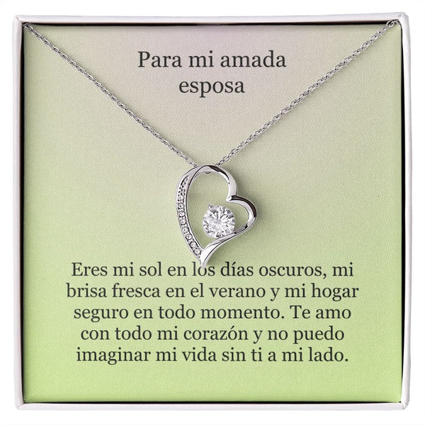 Collar Amor por siempre - For ever love- Para mi Amada Esposa Jewelry Acabado en oro blanco de 14 k Caja Estándard (GRATIS) 