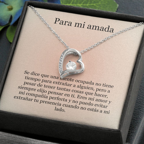 Collar Amor por siempre - For ever love- Para mi Amada Jewelry Acabado en oro blanco de 14 k Caja Estándard (GRATIS) 