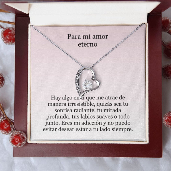 Collar Amor por siempre - For ever love- Para mi Amor eterno Jewelry ShineOn Fulfillment Acabado en oro blanco de 14 k Caja de Lujo (Madera con Luz Led) 