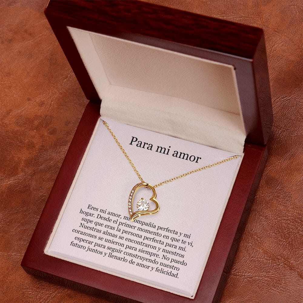Collar Amor por siempre - For ever love- Para mi amor Jewelry ShineOn Fulfillment Acabado en Oro Amarillo de 18 quilates. Caja de Lujo (Madera con Luz Led) 