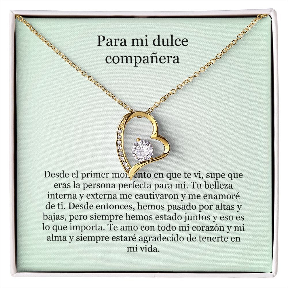 Collar Amor por siempre - For ever love- Para mi Dulce Compañera Jewelry Acabado en Oro Amarillo de 18 quilates. Caja Estándard (GRATIS) 