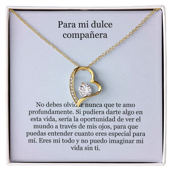 Collar Amor por siempre - For ever love- Para mi dulce compañera Jewelry Acabado en Oro Amarillo de 18 quilates. Caja Estándard (GRATIS) 