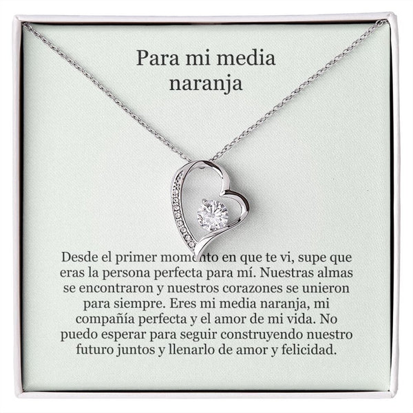 Collar Amor por siempre - For ever love- Para mi media naranja Jewelry Acabado en oro blanco de 14 k Caja Estándard (GRATIS) 