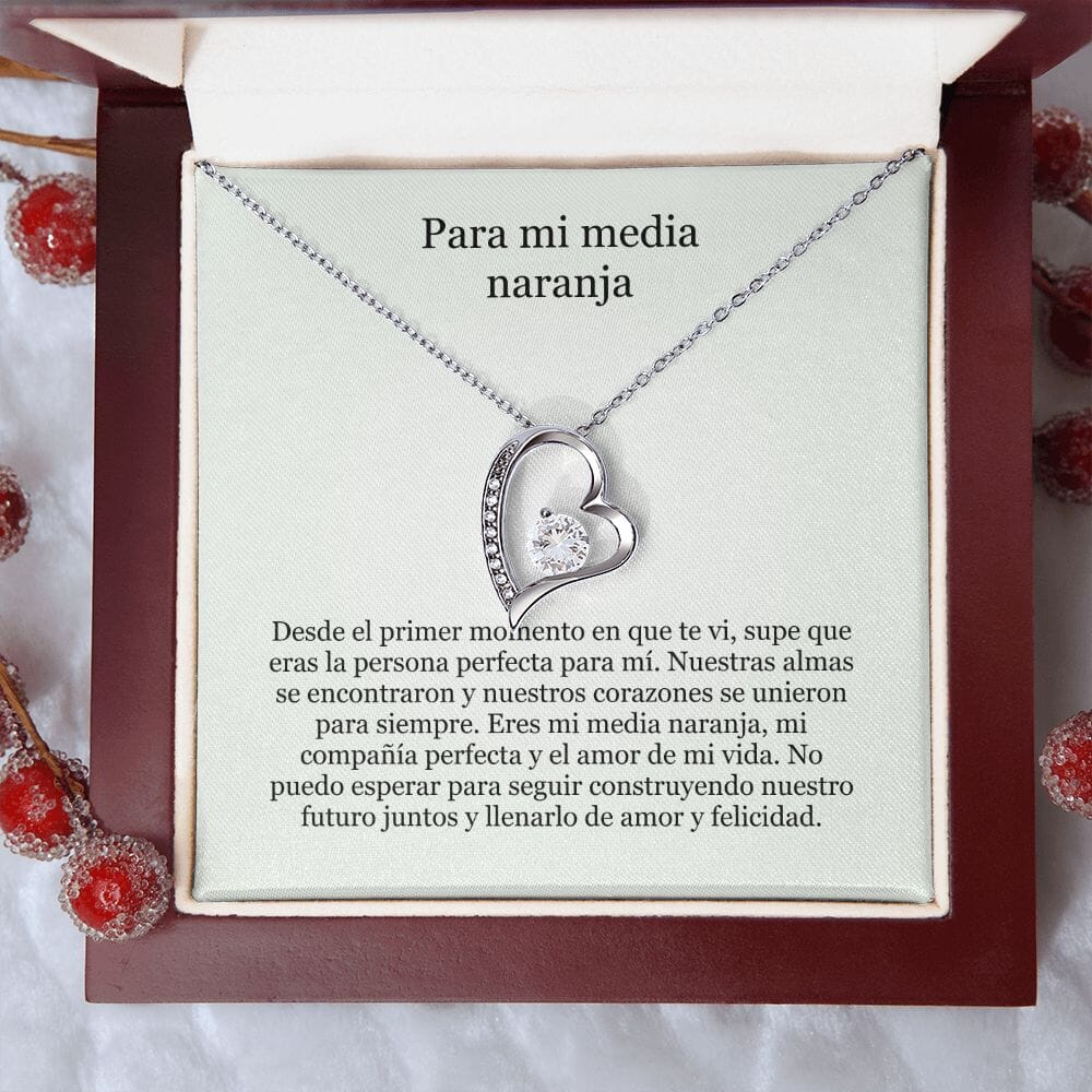 Collar Amor por siempre - For ever love- Para mi media naranja Jewelry ShineOn Fulfillment Acabado en oro blanco de 14 k Caja de Lujo (Madera con Luz Led) 