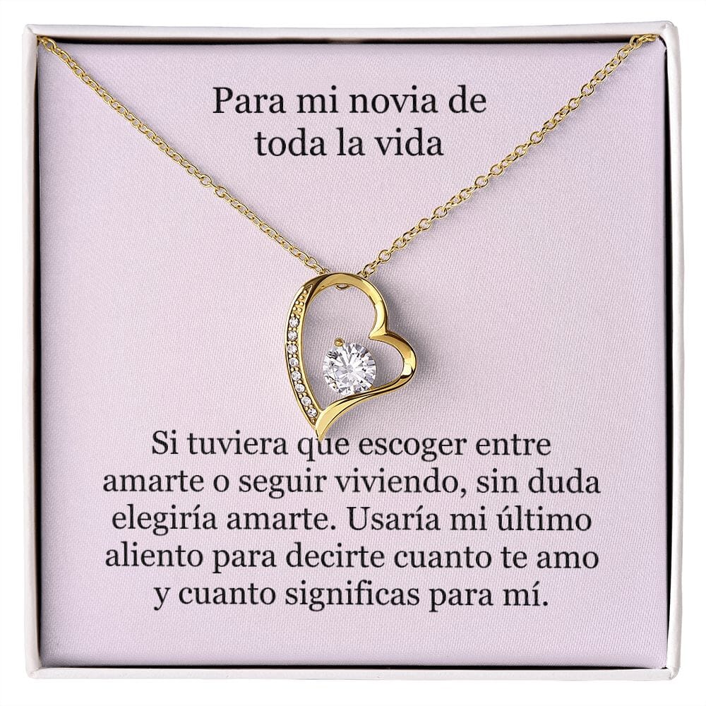 Collar Amor por siempre - For ever love- Para mi novia de toda la vida Jewelry Acabado en Oro Amarillo de 18 quilates. Caja Estándard (GRATIS) 