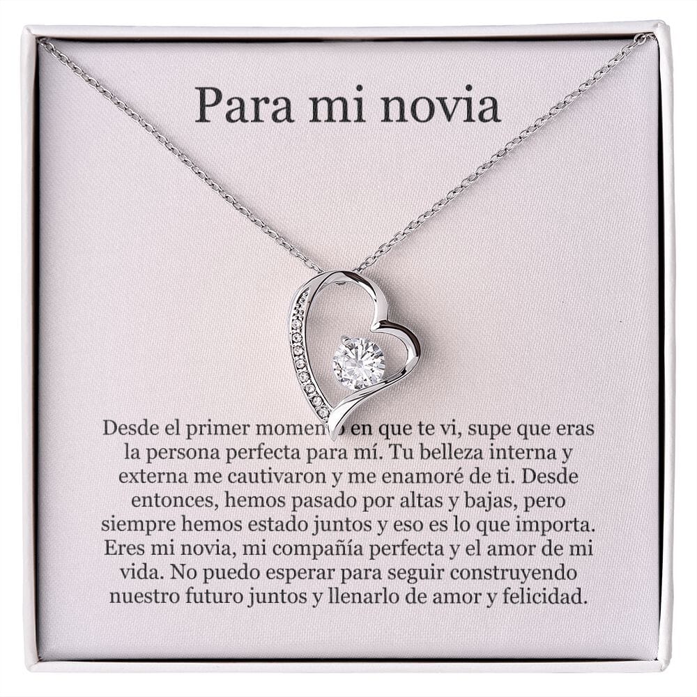 Collar Amor por siempre - For ever love- Para mi Novia Jewelry Acabado en oro blanco de 14 k Caja Estándard (GRATIS) 