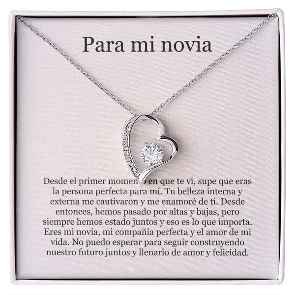 Collar Amor por siempre - For ever love- Para mi Novia Jewelry Acabado en oro blanco de 14 k Caja Estándard (GRATIS) 