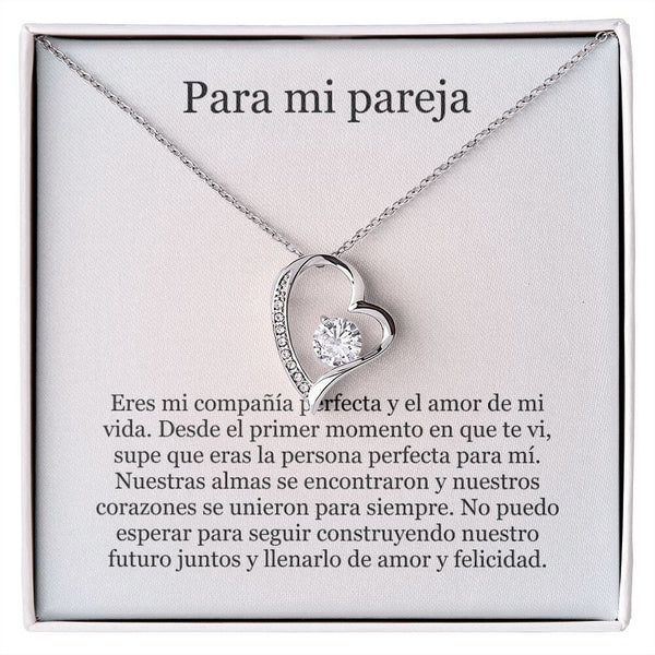 Collar Amor por siempre - For ever love- Para mi pareja Jewelry Acabado en oro blanco de 14 k Caja Estándard (GRATIS) 
