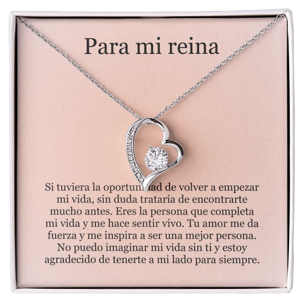 Collar Amor por siempre - For ever love- Para mi Reina Jewelry Acabado en oro blanco de 14 k Caja Estándard (GRATIS) 