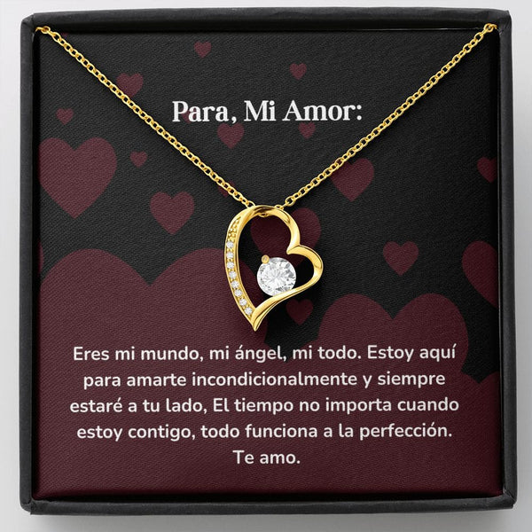 Collar amor por siempre- Forever Love - Eres mi mundo, mi ángel, mi todo. Estoy aquí para amarte incondicionalmente Jewelry/ForeverLove Acabado en Oro Amarillo de 18 quilates Cajita Estandard (GRATIS) 