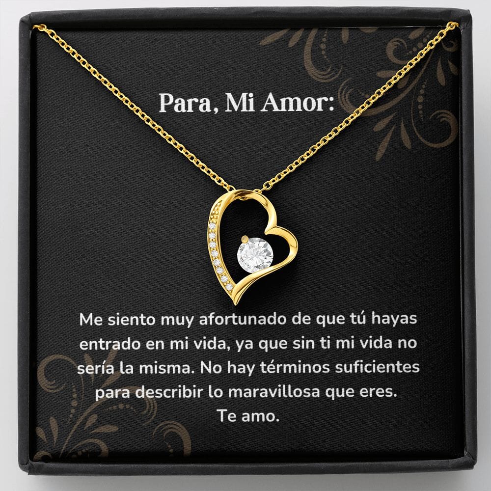 Collar amor por siempre- Forever Love - Me siento muy afortunado de que tú hayas entrado en mi vida, ya que sin ti mi vida no sería la misma Jewelry/ForeverLove Acabado en Oro Amarillo de 18 quilates Cajita Estandard (GRATIS) 