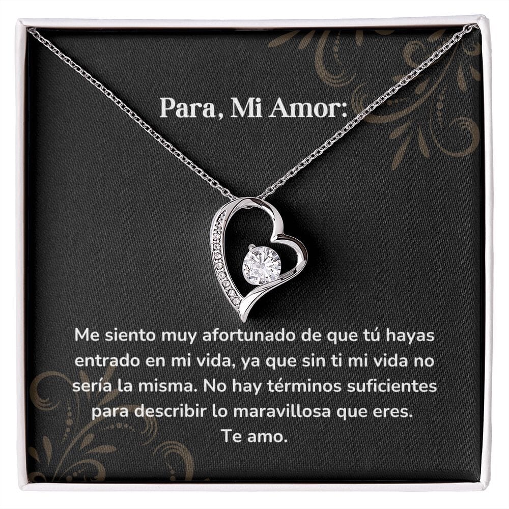 Collar amor por siempre- Forever Love - Me siento muy afortunado de que tú hayas entrado en mi vida, ya que sin ti mi vida no sería la misma Jewelry/ForeverLove Acabado en oro blanco de 14 k Cajita Estandard (GRATIS) 