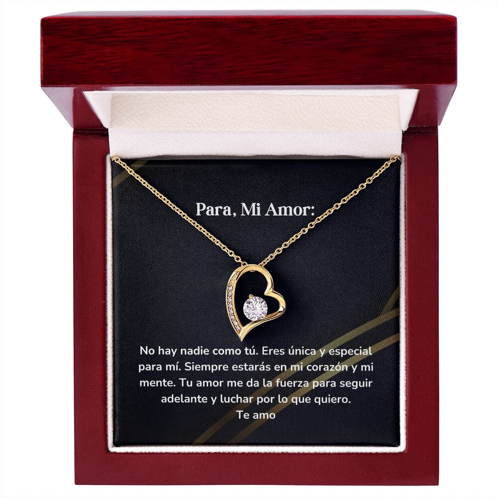 Collar amor por siempre- Forever Love - No hay nadie como tú. Eres única y especial para mí. Jewelry/ForeverLove Acabado en Oro Amarillo de 18 quilates Cajita de Lujo Madrea con Luz Led 