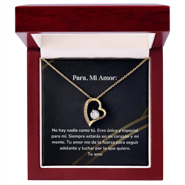 Collar amor por siempre- Forever Love - No hay nadie como tú. Eres única y especial para mí. Jewelry/ForeverLove Acabado en Oro Amarillo de 18 quilates Cajita de Lujo Madrea con Luz Led 