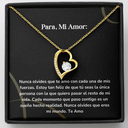Collar amor por siempre- Forever Love - Nunca olvides que te amo con cada una de mis fuerzas. Jewelry/ForeverLove Acabado en Oro Amarillo de 18 quilates Cajita Estandard (GRATIS) 