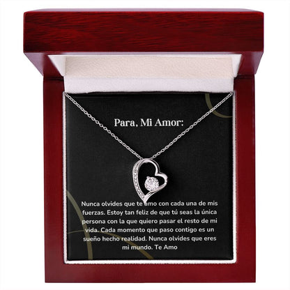Collar amor por siempre- Forever Love - Nunca olvides que te amo con cada una de mis fuerzas. Jewelry/ForeverLove Acabado en oro blanco de 14 k Cajita de Lujo Madrea con Luz Led 