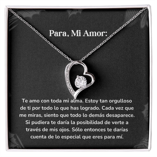 Collar amor por siempre- Forever Love - Te amo con toda mi alma. Estoy tan orgulloso de ti por todo lo que has logrado. Jewelry/ForeverLove Acabado en oro blanco de 14 k Cajita Estandard (GRATIS) 