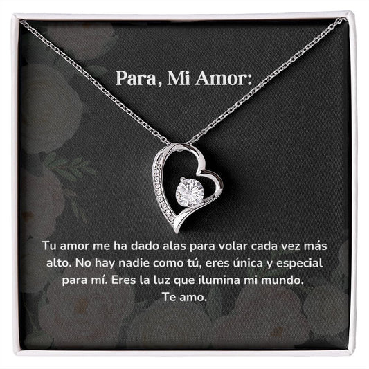 Collar amor por siempre- Forever Love - Tu amor me ha dado alas para volar cada vez más alto. No hay nadie como tú, Jewelry/ForeverLove Acabado en oro blanco de 14 k Cajita Estandard (GRATIS) 