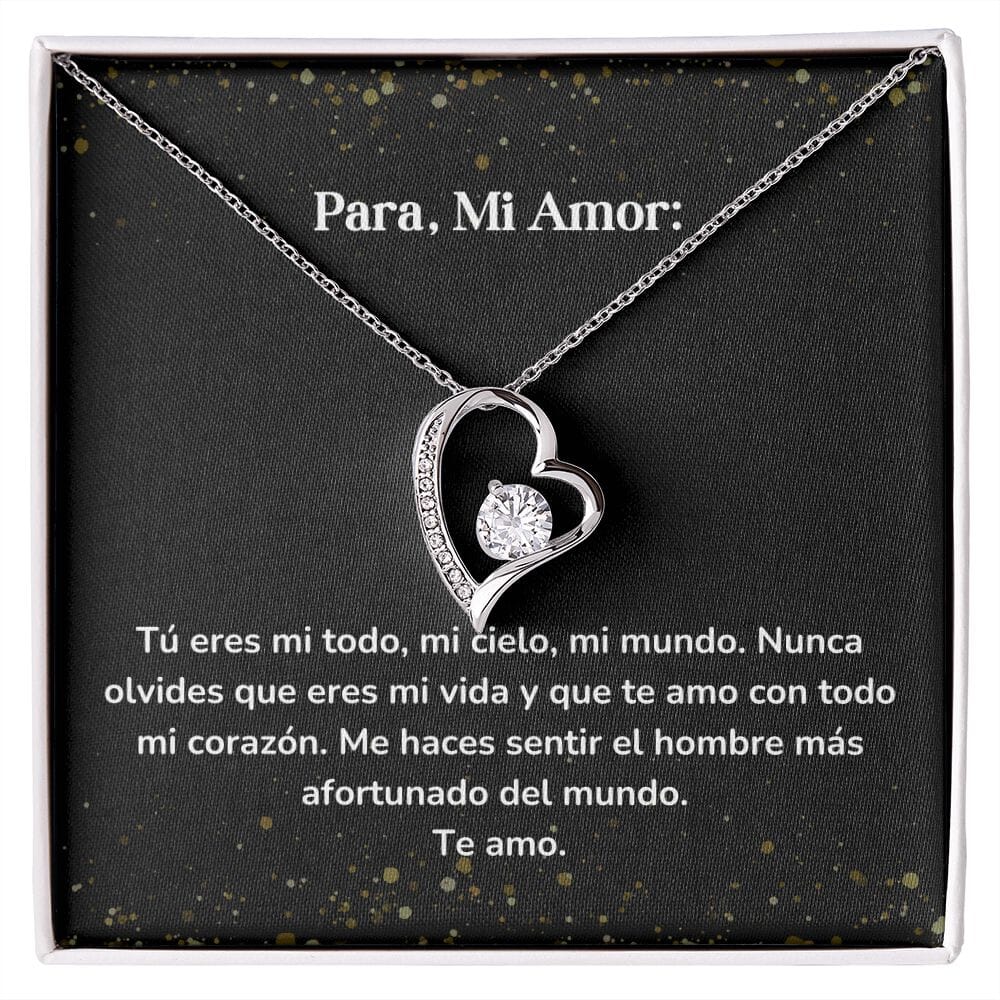 Collar amor por siempre- Forever Love - Tú eres mi todo, mi cielo, mi mundo. Nunca olvides que eres mi vida y que te amo con todo mi corazón. Jewelry/ForeverLove Acabado en oro blanco de 14 k Cajita Estandard (GRATIS) 