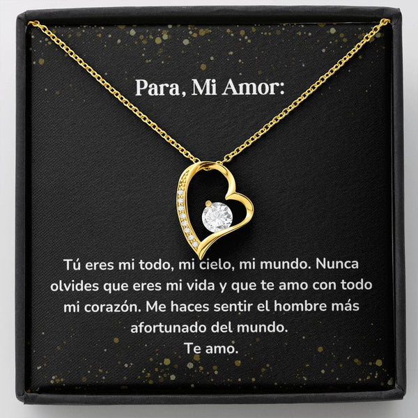 Collar amor por siempre- Forever Love - Tú eres mi todo, mi cielo, mi mundo. Nunca olvides que eres mi vida y que te amo con todo mi corazón. Jewelry/ForeverLove Acabado en Oro Amarillo de 18 quilates Cajita Estandard (GRATIS) 