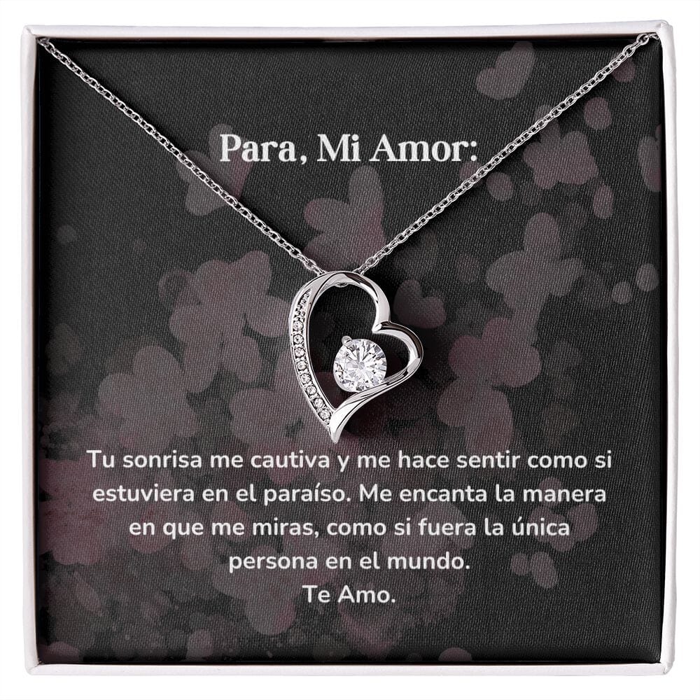 Collar amor por siempre- Forever Love - Tu sonrisa me cautiva y me hace sentir como si estuviera en el paraíso. Jewelry/ForeverLove Acabado en oro blanco de 14 k Cajita Estandard (GRATIS) 
