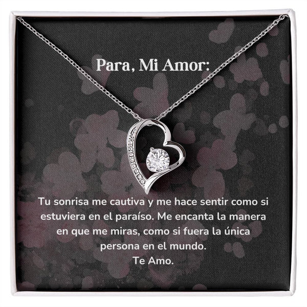 Collar amor por siempre- Forever Love - Tu sonrisa me cautiva y me hace sentir como si estuviera en el paraíso. Jewelry/ForeverLove Acabado en oro blanco de 14 k Cajita Estandard (GRATIS) 