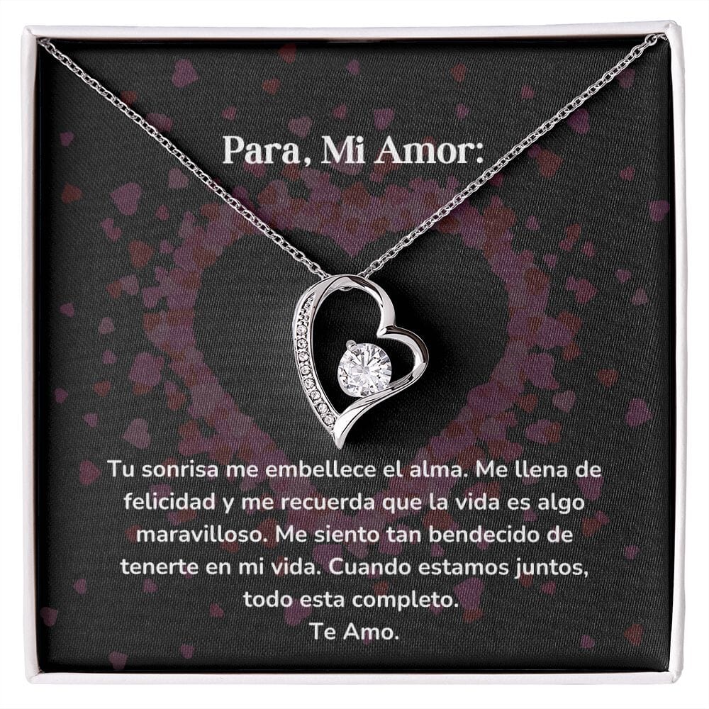 Collar amor por siempre- Forever Love - Tu sonrisa me embellece el alma. Me llena de felicidad Jewelry/ForeverLove Acabado en oro blanco de 14 k Cajita Estandard (GRATIS) 