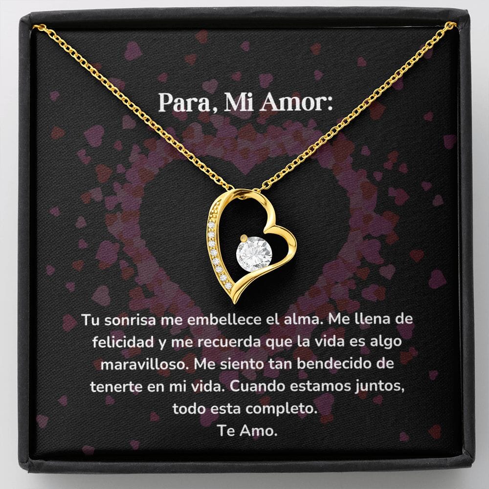 Collar amor por siempre- Forever Love - Tu sonrisa me embellece el alma. Me llena de felicidad Jewelry/ForeverLove Acabado en Oro Amarillo de 18 quilates Cajita Estandard (GRATIS) 