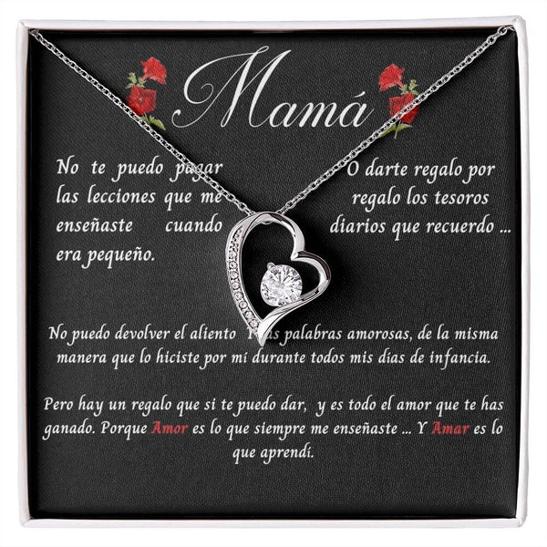 Collar Amor por siempre Para Mamá - Te Amo, Tarjeta Personalizada - Jewelry Oro Blanco 14K 