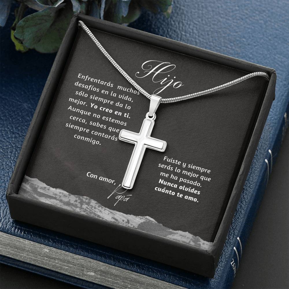 Collar con Cruz para regalar al Hijo o Hija o a Un ser querido en Momentos Difíciles o de cambios. Tarjeta Personalizada Jewelry/EngravedCross 