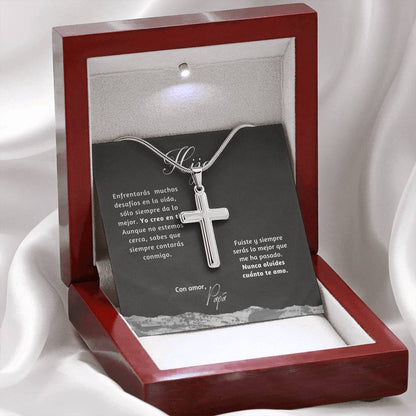Collar con Cruz para regalar al Hijo o Hija o a Un ser querido en Momentos Difíciles o de cambios. Tarjeta Personalizada Jewelry/EngravedCross 