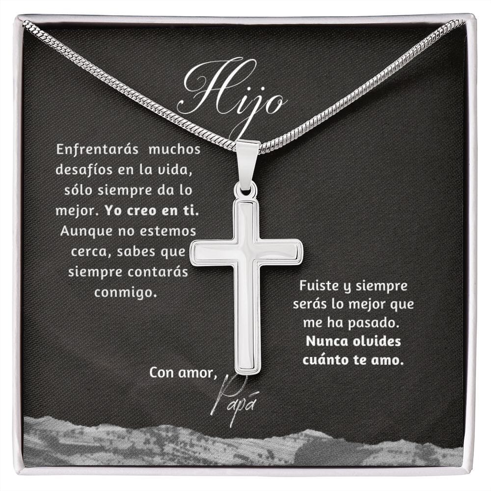 Collar con Cruz para regalar al Hijo o Hija o a Un ser querido en Momentos Difíciles o de cambios. Tarjeta Personalizada Jewelry/EngravedCross Cajita de Regalo Estandar 