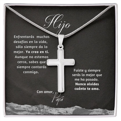Collar con Cruz para regalar al Hijo o Hija o a Un ser querido en Momentos Difíciles o de cambios. Tarjeta Personalizada Jewelry/EngravedCross Cajita de Regalo Estandar 