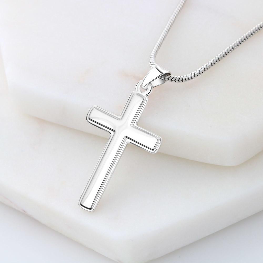 Collar con Cruz para regalar al Hijo o Hija o a Un ser querido en Momentos Difíciles o de cambios. Tarjeta Personalizada Jewelry/EngravedCross 