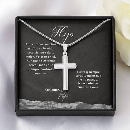 Collar con Cruz para regalar al Hijo o Hija o a Un ser querido en Momentos Difíciles o de cambios. Tarjeta Personalizada Jewelry/EngravedCross 