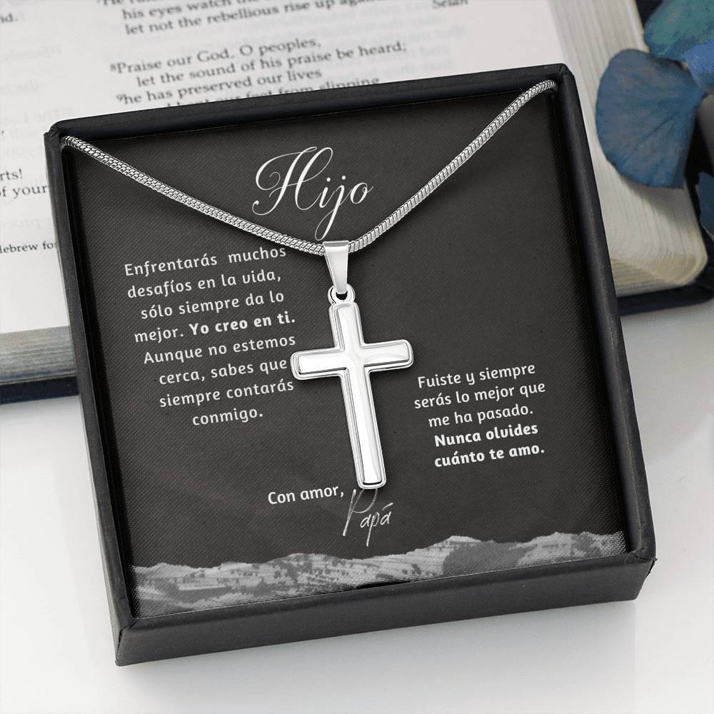 Collar con Cruz para regalar al Hijo o Hija o a Un ser querido en Momentos Difíciles o de cambios. Tarjeta Personalizada Jewelry/EngravedCross 