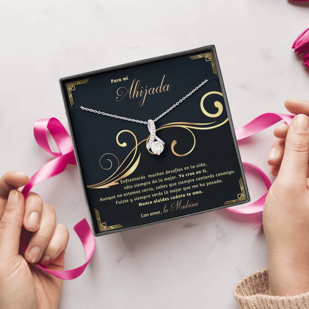 Collar con lazo y piedra para Regalar a Hija, Nieta, Amiga, Ahijada. Personalizable. Jewelry 