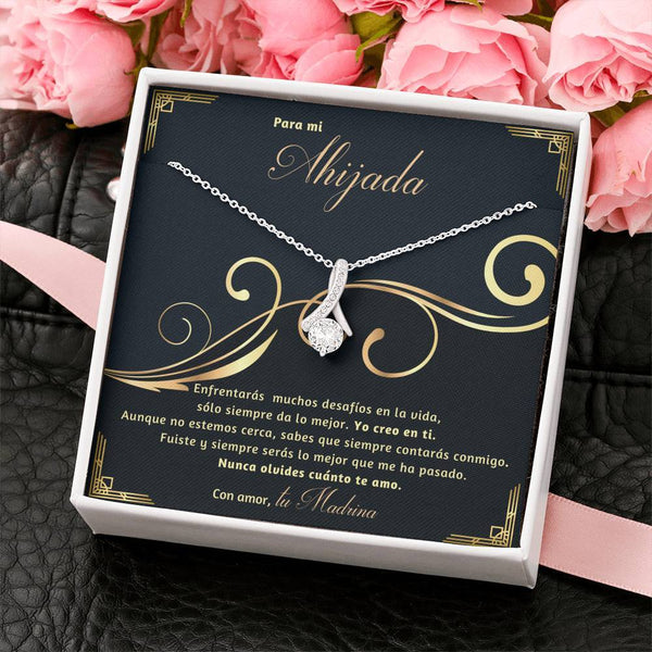 Collar con lazo y piedra para Regalar a Hija, Nieta, Amiga, Ahijada. Personalizable. Jewelry 