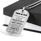 Collar con mensaje especial para Hijo, con Amor Mamá - Collar Militar Jewelry ShineOn Fulfillment Military Chain (Silver) No 