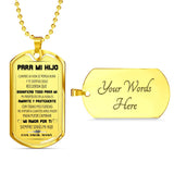 Collar con mensaje especial para Hijo, con Amor Mamá - Collar Militar Jewelry ShineOn Fulfillment Military Chain (Gold) Yes 