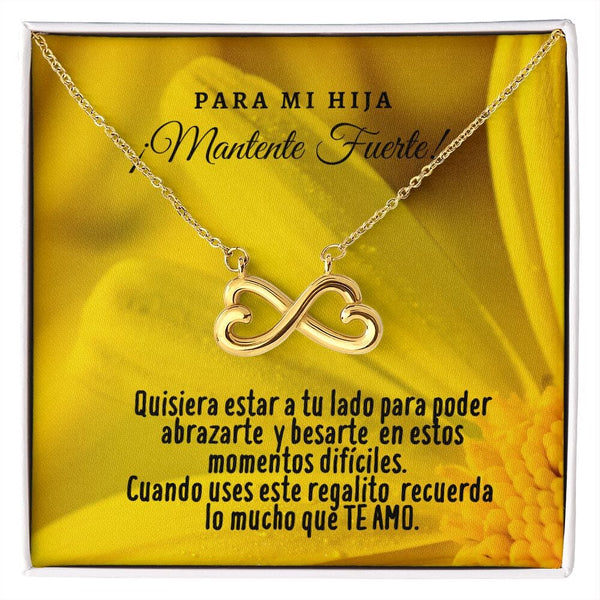 Collar con tarjeta con mensaje para Hija: Mantente Fuerte! Jewelry 18k Yellow Gold Finish 