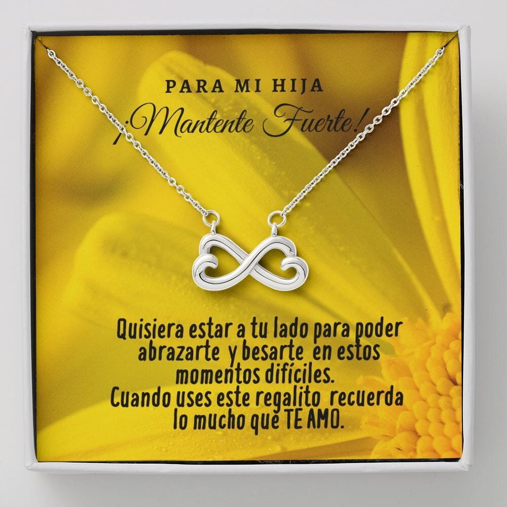 Collar con tarjeta con mensaje para Hija: Mantente Fuerte! Jewelry 14k White Gold Finish 
