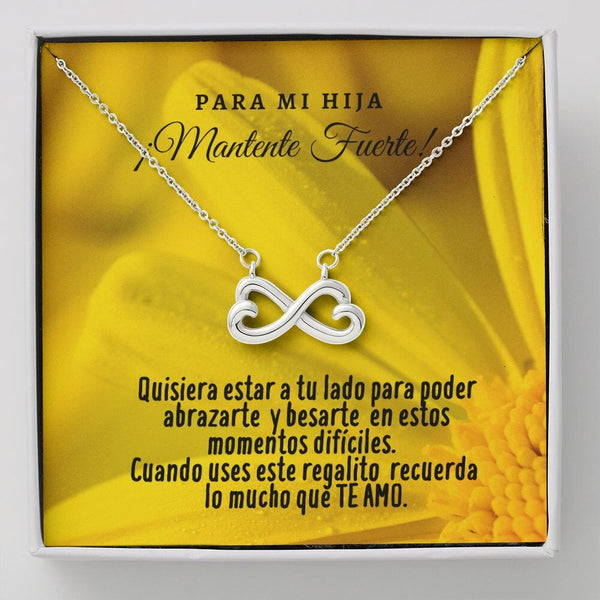 Collar con tarjeta con mensaje para Hija: Mantente Fuerte! Jewelry 14k White Gold Finish 