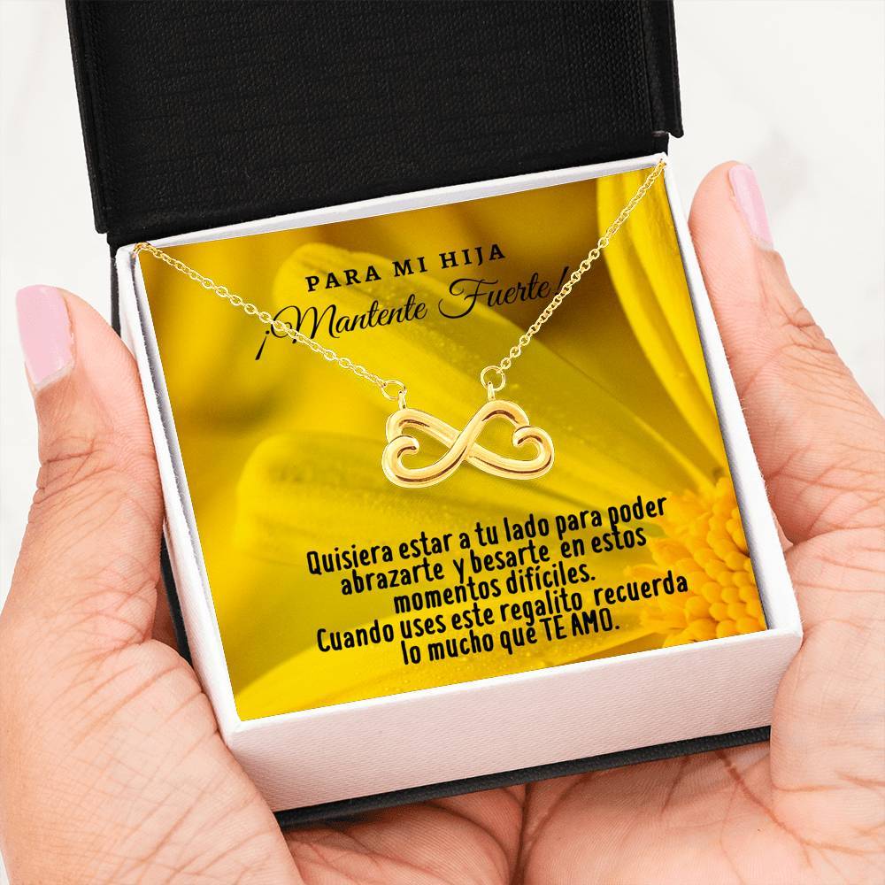 Collar con tarjeta con mensaje para Hija: Mantente Fuerte! Jewelry ShineOn Fulfillment 18k Yellow Gold Finish 
